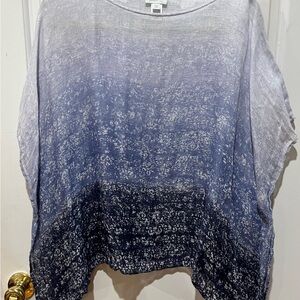 J. Jill Gray and White Boxy Short Sleeve Blouse